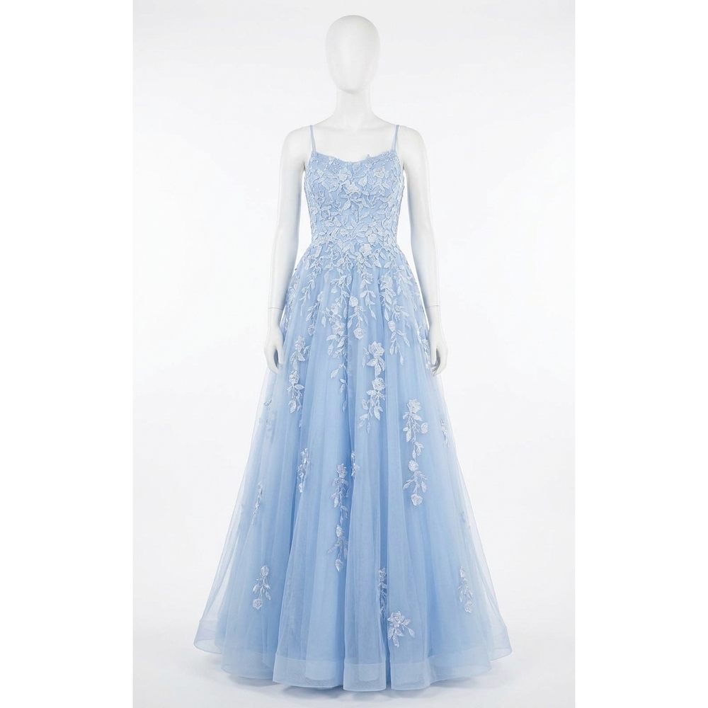 Jovani | Dresses | New Jovani Spaghetti Strap Embroidered Prom Gown In  Light Blue | Poshmark